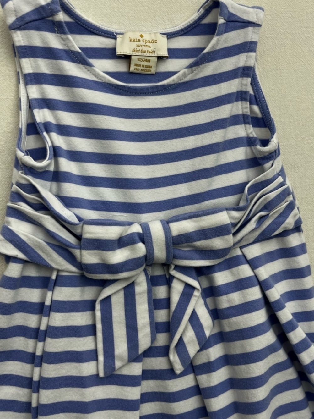 Kate Spade Toddler Blue White Stripe Bow Dress Skirt The Rules Girls Bloomers - Picture 2 of 8